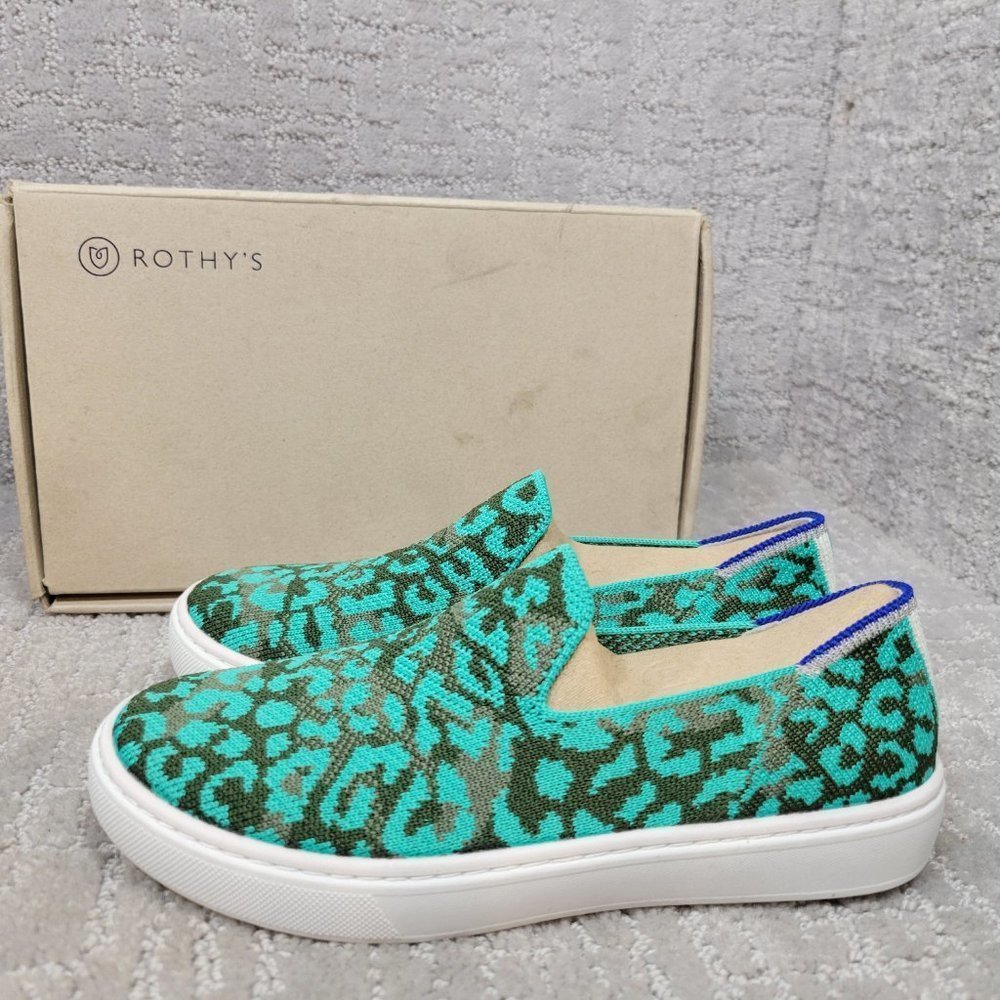 Rothy's The Kids Sneaker Aqua Camo Slip On Shoes Little Kids Size 2 - Picture 3 of 10